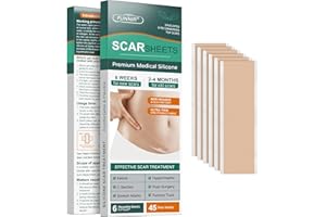 FUNNIR Silicone Scar Sheets, Tape, Strips - Healing Keloid, C-Section and Tummy Tuck - As Surgical Cream, Gel, Patch, Bandage, Pad - Surgery Scars Treatment 5.7"x1.57" - 6 Pack