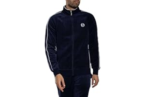 Sergio Tacchini Men's Tasso Velour Track Jacket, Maritime Blue/White, M