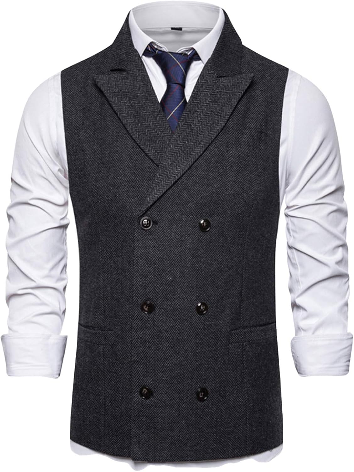 Double Breasted Suit Vest Men Peak Lapel Mens Tuxedo Vest Business