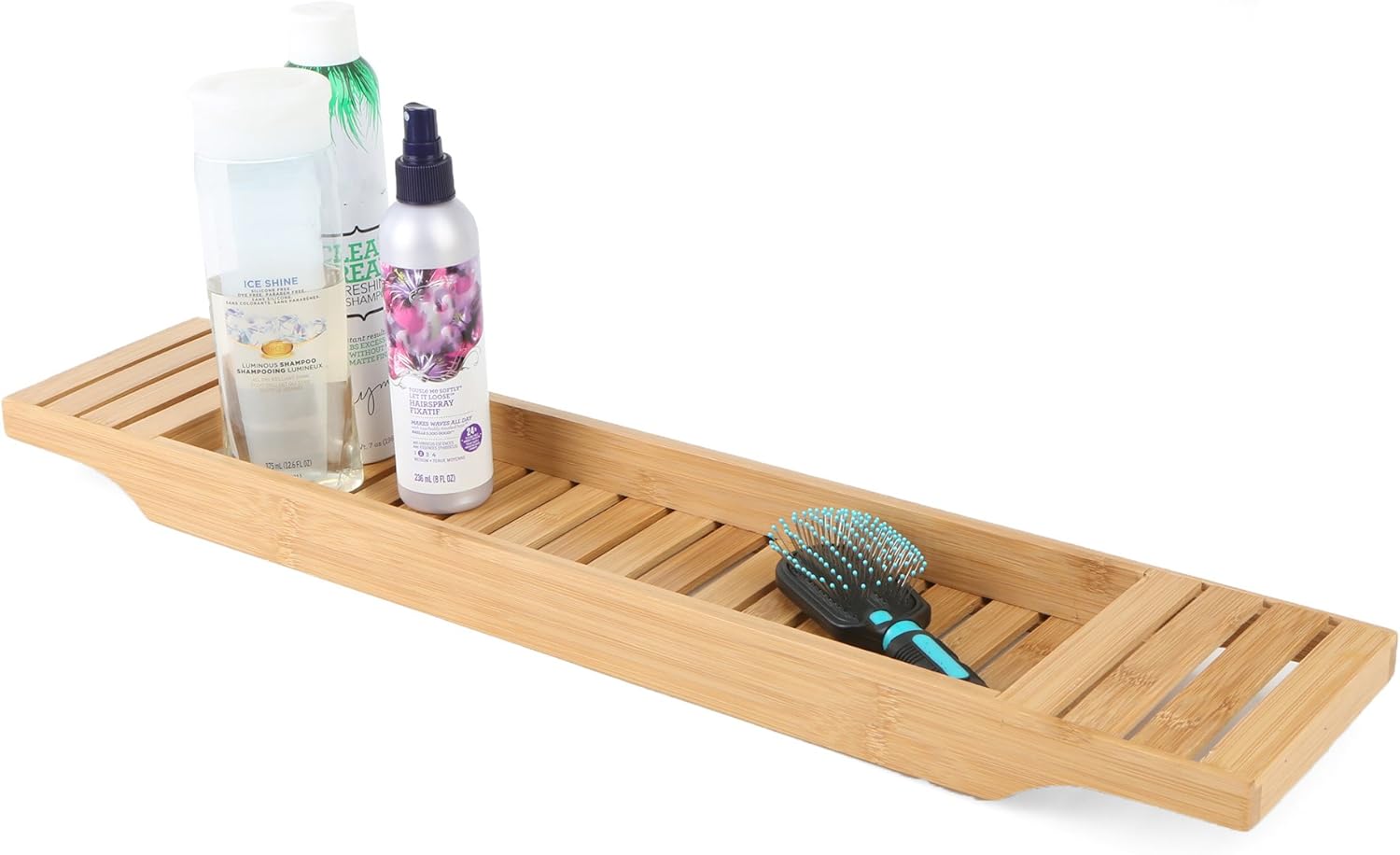 Mind Reader Bathroom Shower Organizer for Shampoo, Soap, Razors, and Much More Bamboo Bathtub Tray, Brown Bath Caddy: Home & Kitchen