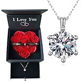 Mothers Day Gifts, Mom Gifts from Daughter Son, Necklace for Mom, Silver Necklace Gifts with Rose Flower for Grandma Daughter Girlfriend and Wife on Birthday Anniversary