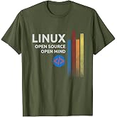 Linux Os Tee with Slogan Open Source Open Mind Cool Computer T-Shirt