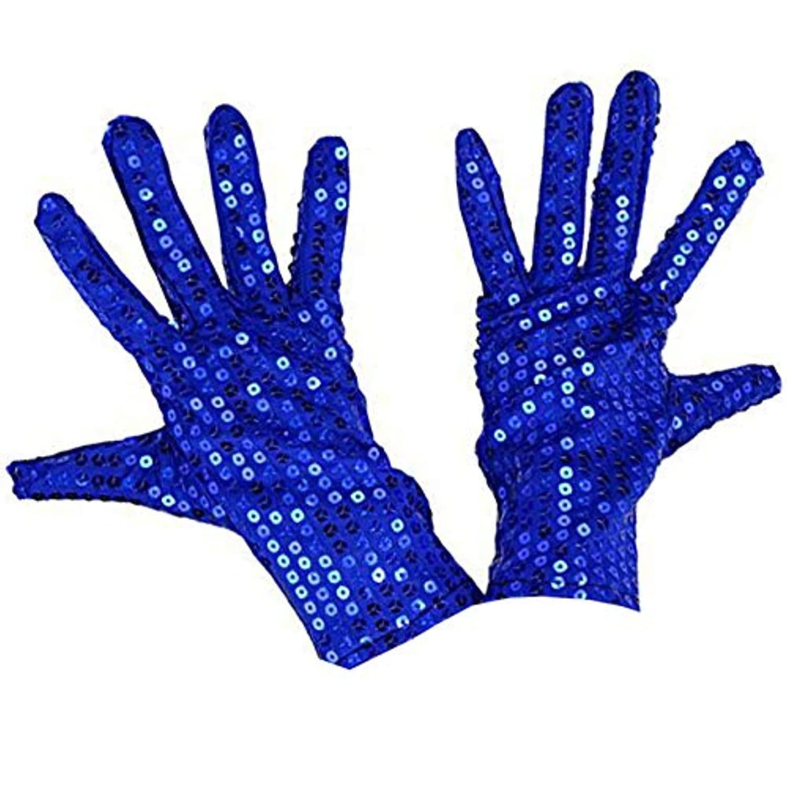 CHENGZI 1 Pairs Adult Costume Halloween Glitter Short Gloves Dance Stage Gloves Adults Sparkling Sequin Dance Gloves (Blue)