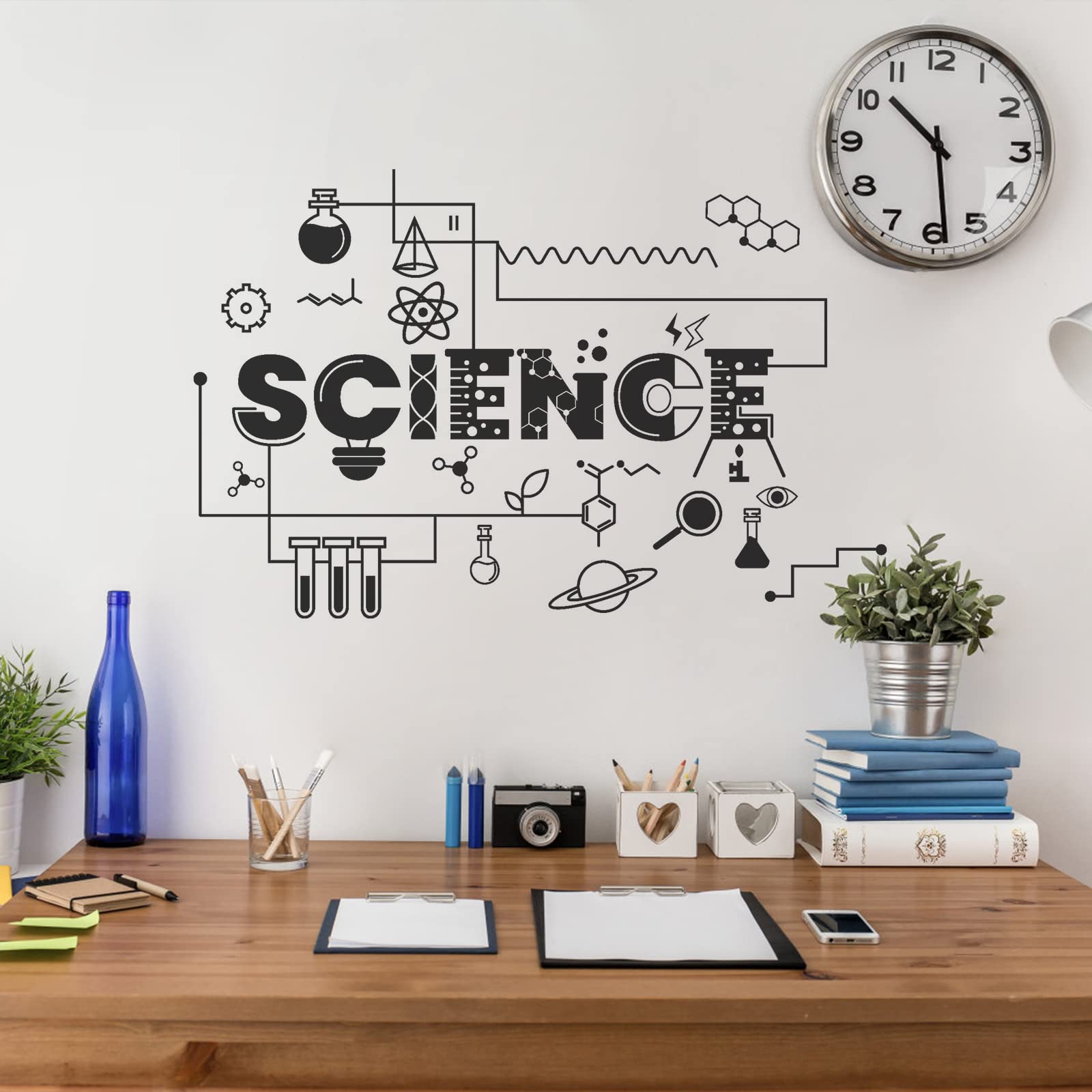 SUPERDANT Science Stickers Vinyl Wall Decal Experimental Tool Wall Art Decor Home Stickers for Bedroom Living Room Decorations Back to School Laboratory Chemistry Teachers Children Room Decor
