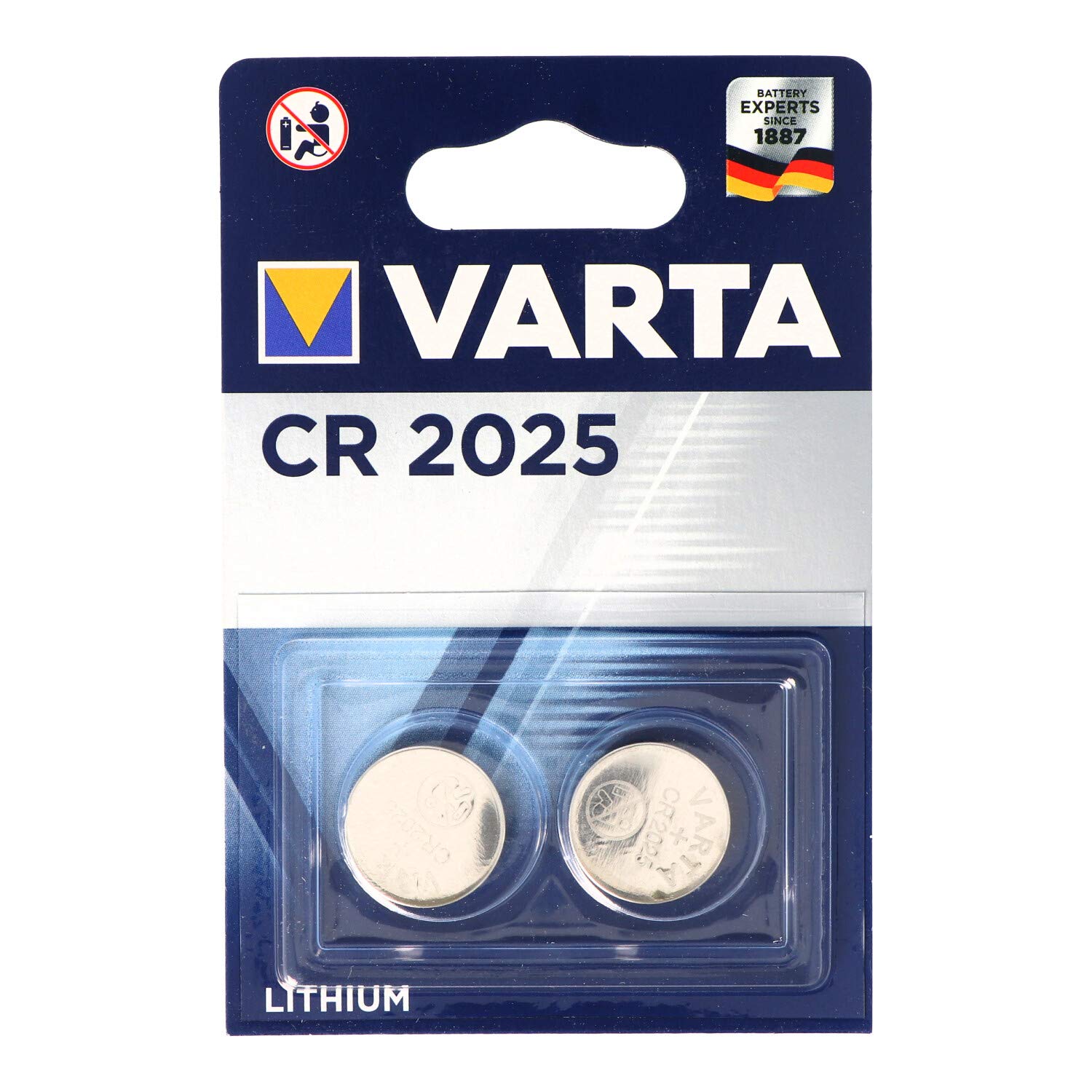 VARTA Batterien Knopfzelle CR2025, 2 Stück, Lithium Coin, 3V, kindersichere Verpackung, für elektronische Kleingeräte - Autoschlüssel, Fernbedienungen, Waagen