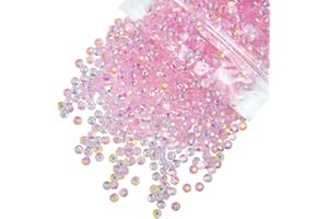 qiipii 4700PCS 3mm Transparent Pink AB Resin Rhinestones Bulk Clear Light Pink Flatback Jelly Stones SS10 Non-Hotfix Diamonds Crystals Gems for Nails Face Eyes Makeup Body Tumblers Crafts Decor Shoes