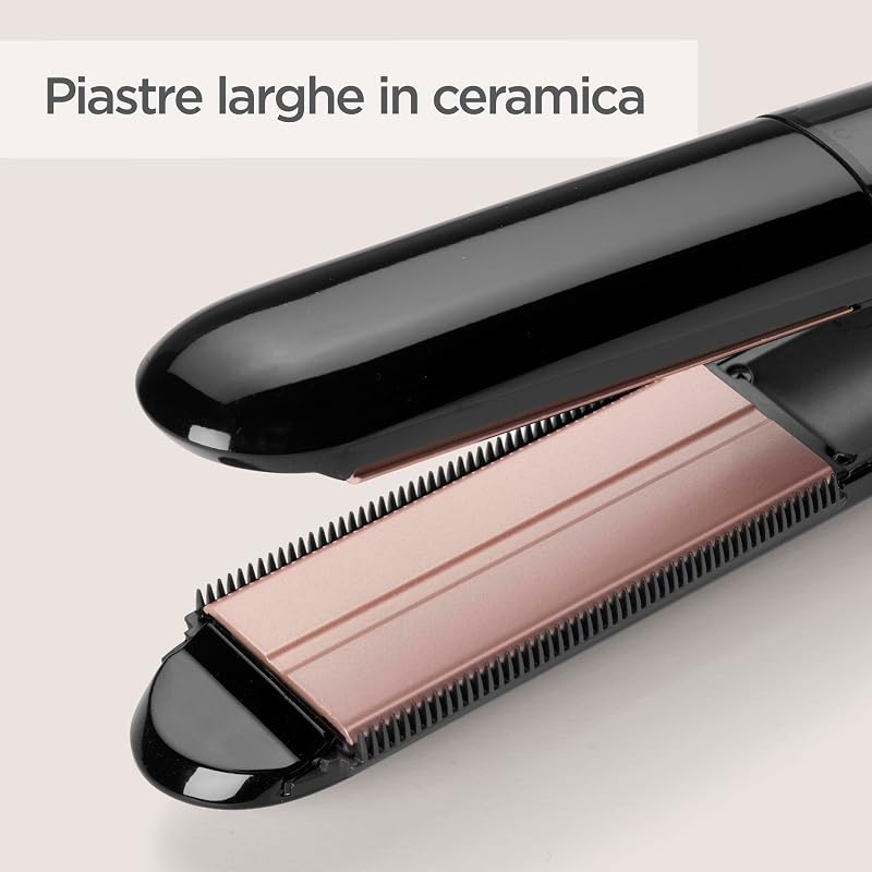 Piastra per capelli a vapore, styler per capelli a vapore, Nera