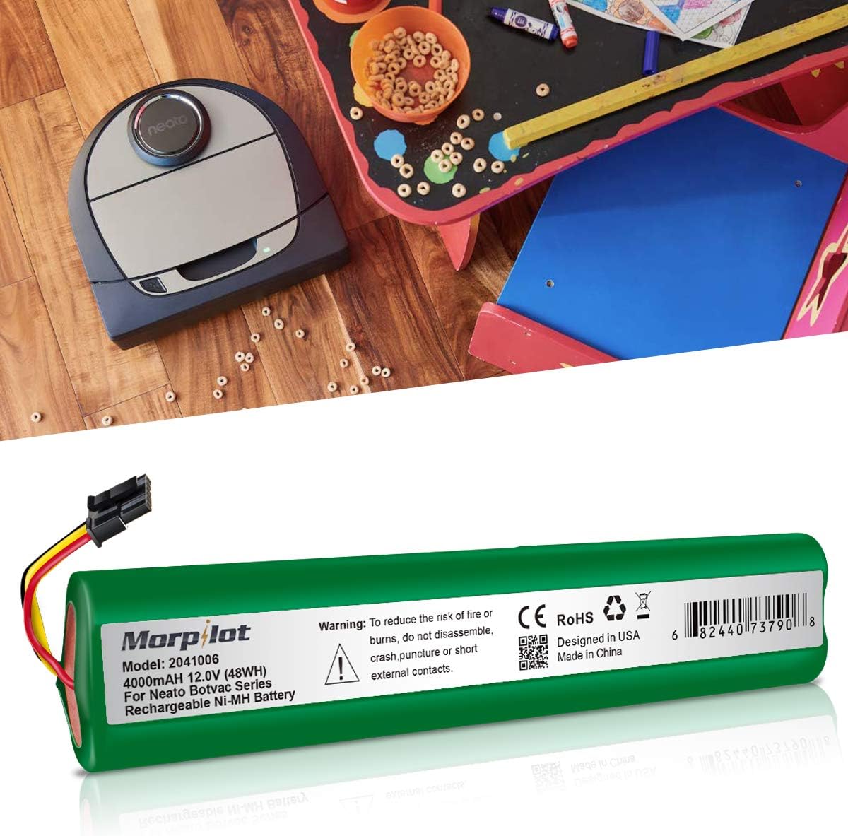 Morpilot 12V 4000mAh NiMh Battery for Neato Botvac Series 70e, 75, 80, 85 Robotic Vacuum 945-0129 945-0174 (Not compatible with Neato D3 D5 D7): Home & Kitchen