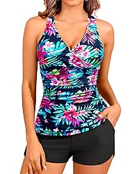 Women Colorful Floral Tankini Swimsuits with Shorts