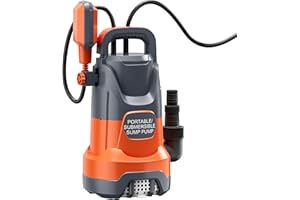 SHANGDA 1.2HP Sump Pump Automatic Submersible Water Pump with Float 5000GPH Portable Utility Pumps with Adapters for Pool Hot Tub Basement Rain Barrel Flooded House