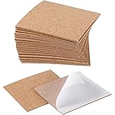 Exircy 24 Pcs Square Cork for Coasters, 4" x 4" Square Self-Adhesive Cork Sheet with Strong Adhesive Backing for DIY Crafts, Drinks Mat, Home Office Tabletop Decoration