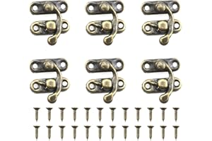 ZZHXSM 6Set Mini Swing Arm Clasp Latch Vintage Style Left Right Toggle Hasp Hook Metal Catch Curved Buckle with 24 Screws for Suitcase Jewelry Box 27x23mm Bronze
