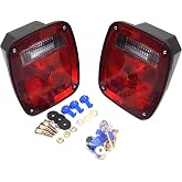 EAGLE KING PRODUCTS 2PC Universal Truck/Trailer Tail Lights &ndash; DOT Approved Red &amp; Clear Stop/Tail/Turn Signal Lights (Model HTL-T101) &ndash; 12V, 3-Stud Mount, Easy Installation