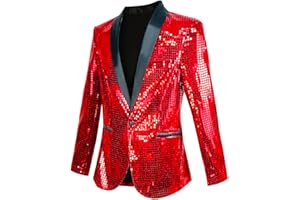 Nawgut Sequin Blazer Metallic Suit Disco Prom Shiny Jacket Wedding Party Banquet Fashion Tuxedo for Mens Adult