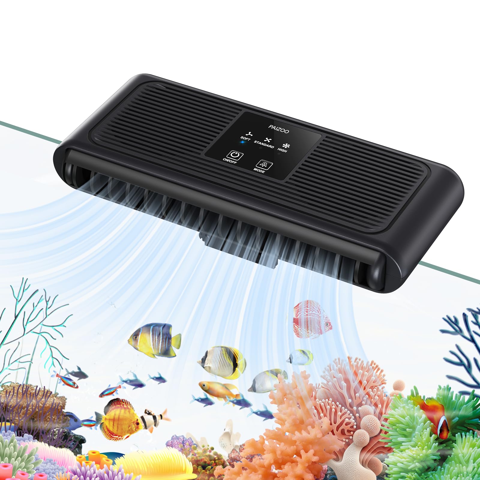 Photo 1 of PAIZOO Aquarium Chiller Fan, Fish Tank Cooling Fans Aquarium Cooler with 3 Speed Modes, Water Chiller for Axolotl Tank Accessories Freshwater Saltwater Tanks, 6.4W