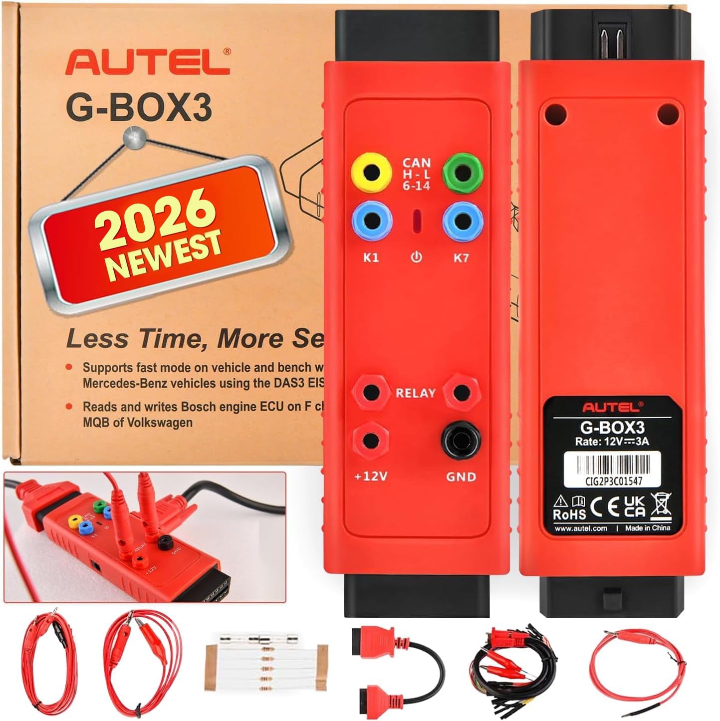 Autel GBOX3 Key Fob Programming Adapter Tool, GBOX 3 Working with Autel MaxiIM IM508S, IM608 PRO, IM608S II, IM608 PRO II, IM100, IM600 and OTOFIX IMMO Tools, Upgraded of GBOX2/ GBOX
