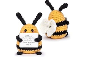 Maziky Funny Positive Bee Mini Crochet Bee with Positive Affirmations Cards for Inspirational Novelty Gifts and Party Decorations