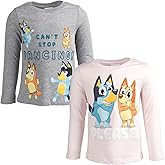 Bluey Girls 2 Pack Long Sleeve T-Shirts Toddler to Big Kid Sizes (2T - 14-16)