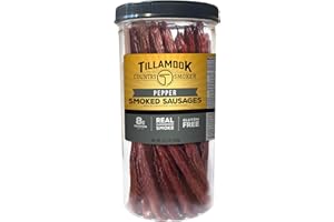 Tillamook Country Smoker Real Hardwood Smoked Sausages, Pepper, 15.2 Ounce Tall Jar, 20 Count