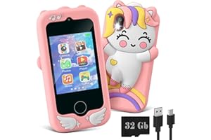 GREENKINDER Kids Smart Phone for Girls, Christmas Birthday Gifts for 3-10 Years Old Kids, Toddler Phone Toy Learning Education Fake Play Toy Phone with Dual Camera, Music Player, Game, 32G TF Card