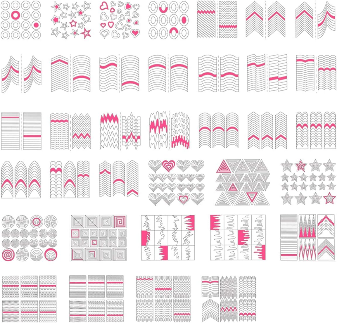 TailaiMei 1768 Pieces 60 Designs French Manicure Nail Stickers, Nail Art Tips Guides for DIY Decoration Stencil Tools (36 Sheets)