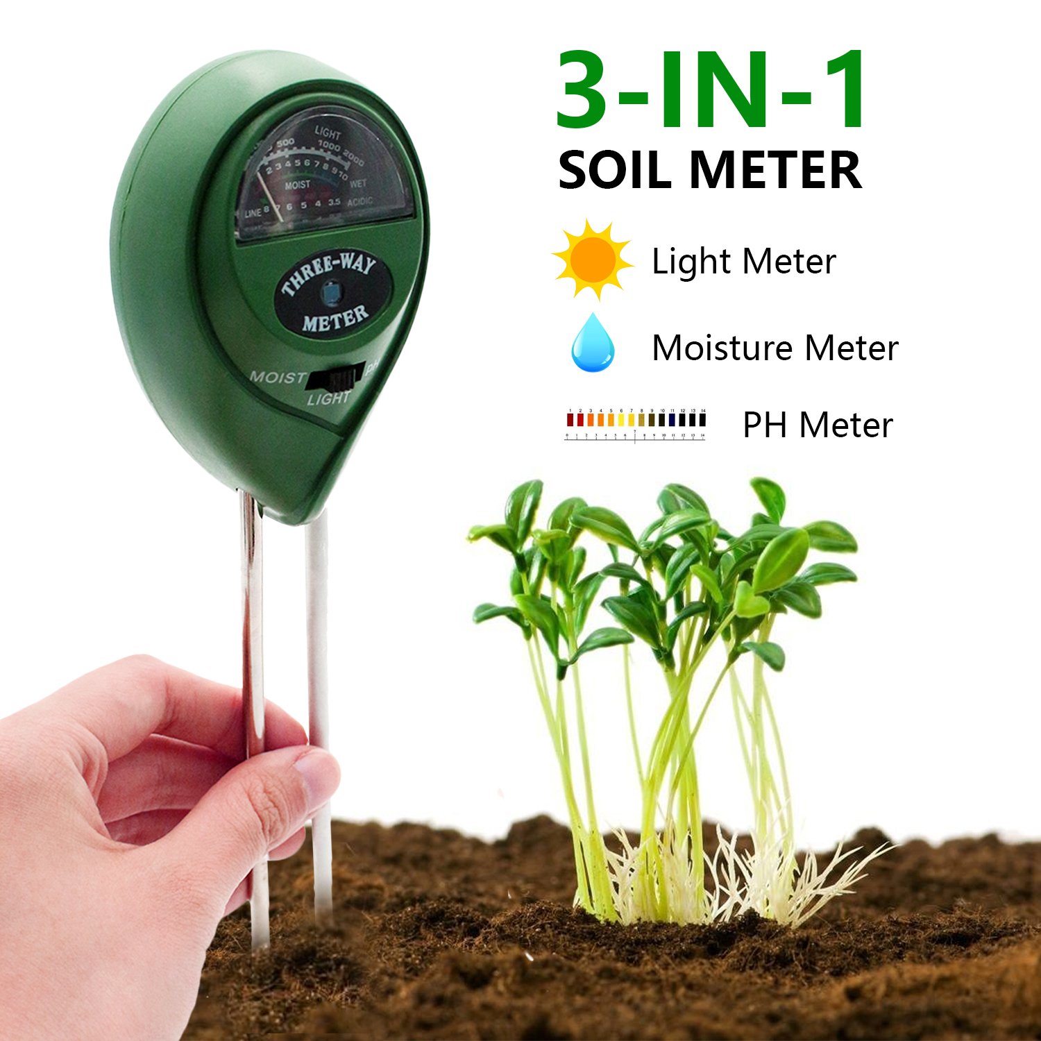 Fomei Best Soil PH Meter3 In 1 Soil Test Kit Gardening Tools For PH