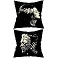 18x18 in Set of 2 Decorative Pillowcase Halloween Gothic Couple Horror Throw Pillow Cover Gifts for Gothic Room Couch Sofa Decor, Gifts for Couples, Valentine Day (Black2)