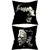 Giosve 18x18 in Set of 2 Decorative Pillowcase Halloween Gothic Couple Horror Throw Pillow Cover Gifts for Gothic Room Couch Sofa Decor, Gifts for Couples, Valentine Day (Black2)