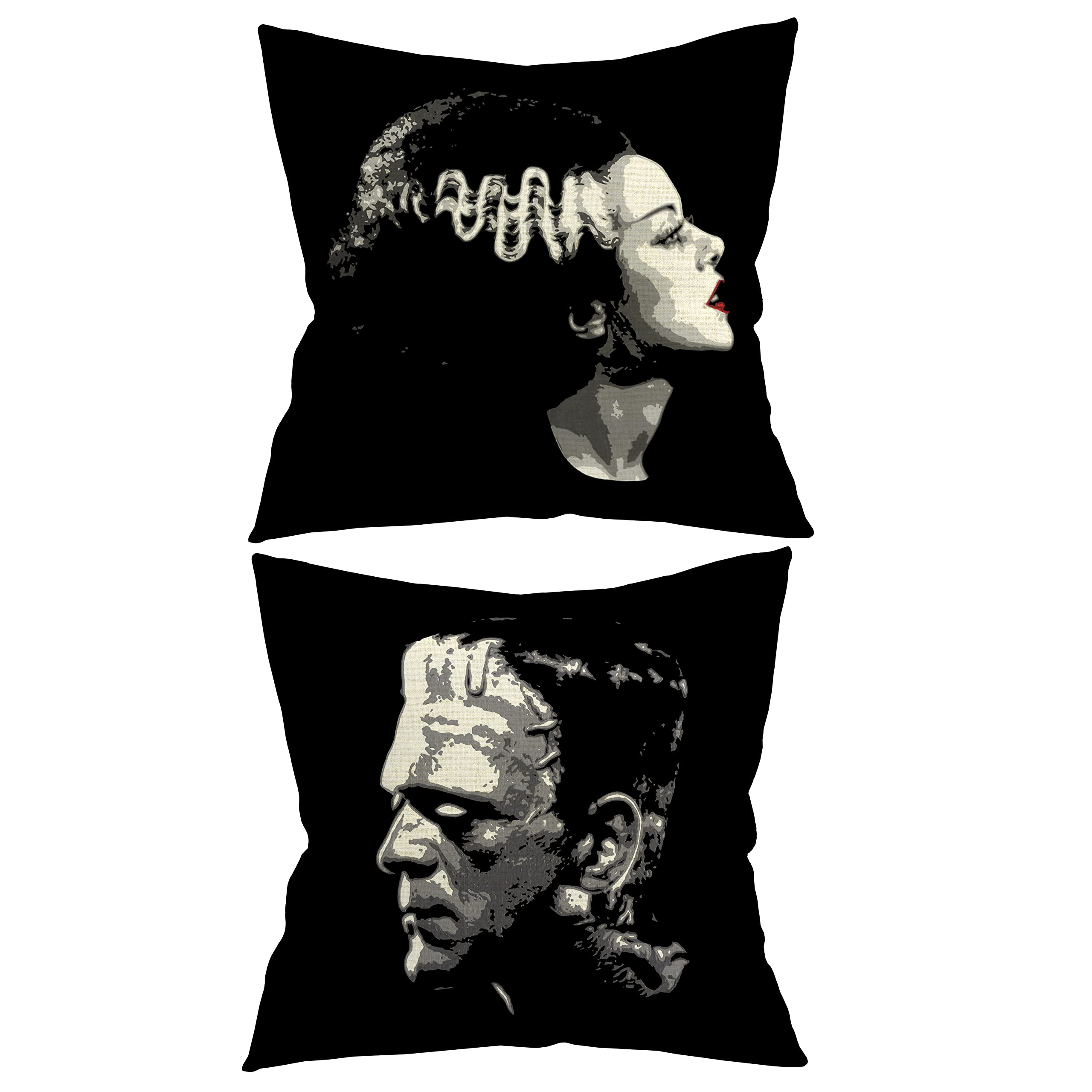 Photo 1 of 18x18 in Set of 2 Decorative Pillowcase Halloween Gothic Couple Horror Throw Pillow Cover Gifts for Gothic Room Couch Sofa Decor, Gifts for Couples, Valentine Day (Black2)