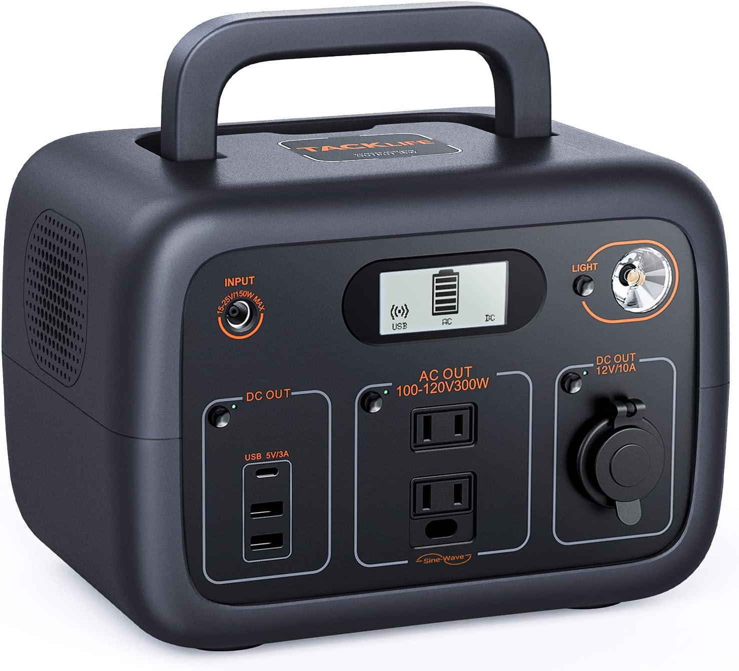 TACKLIFE 【Autumn Exclusive】 Power Station 300W, 300Wh Portable Solar Generator, Pure Sine Wave AC Outlets, Wireless Charging, 90000mAh Mobile Backup Battery for CPAP/Outdoor Camping/Outage Emergency : Garden & Outdoor