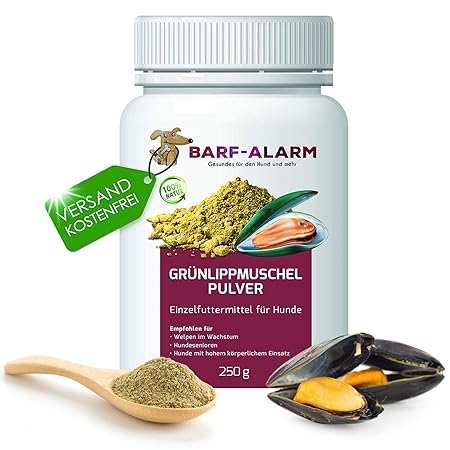 100% Grünlippmuschelpulver für Hunde 250g - Natürliches Grünlippmuschelextrakt Perna Canaliculus – Grünlippmuschel Hund Barf 
