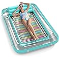 Inflatable Tanning Pool Lounger Float - Jasonwell 4 in 1 Sun Tan Tub Sunbathing Pool Lounge Raft Floatie Toys Water Filled Tanning Bed Mat Pad for Adult Blow Up Kiddie Pool Kids Ball Pit Pool (L)