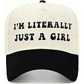 Funny Gag Trucker Hat I'm Literally Just A Girl -Embroidery Funny Hats Adjustable Baseball Cap for Men WomenBlack