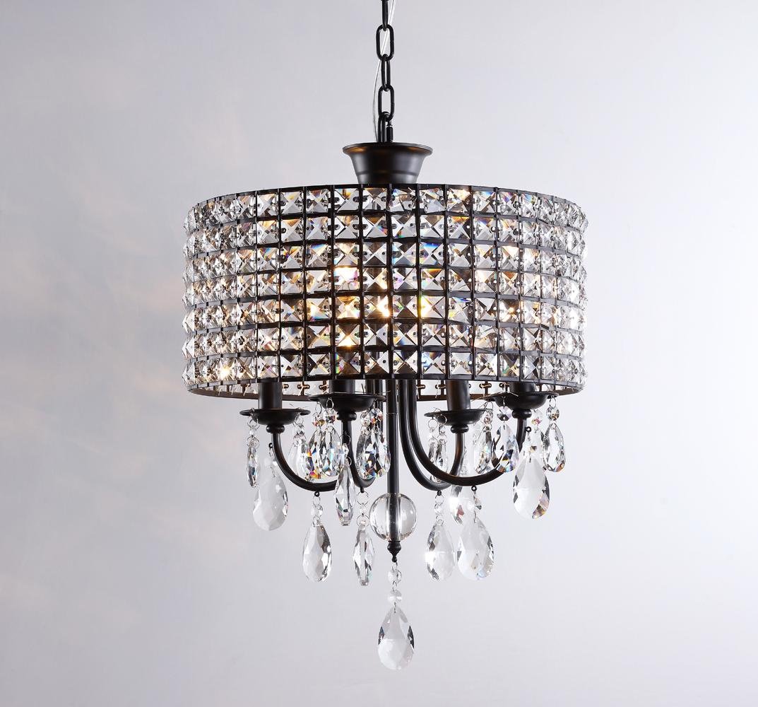 Pendelleuchte Kristall Esszimmer 4 flammig E14 Lampe Hängeleuchte Rund