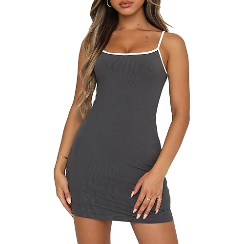 just quella Women's Short Sleeve Ribbed Casual Bodycon Mini Dress