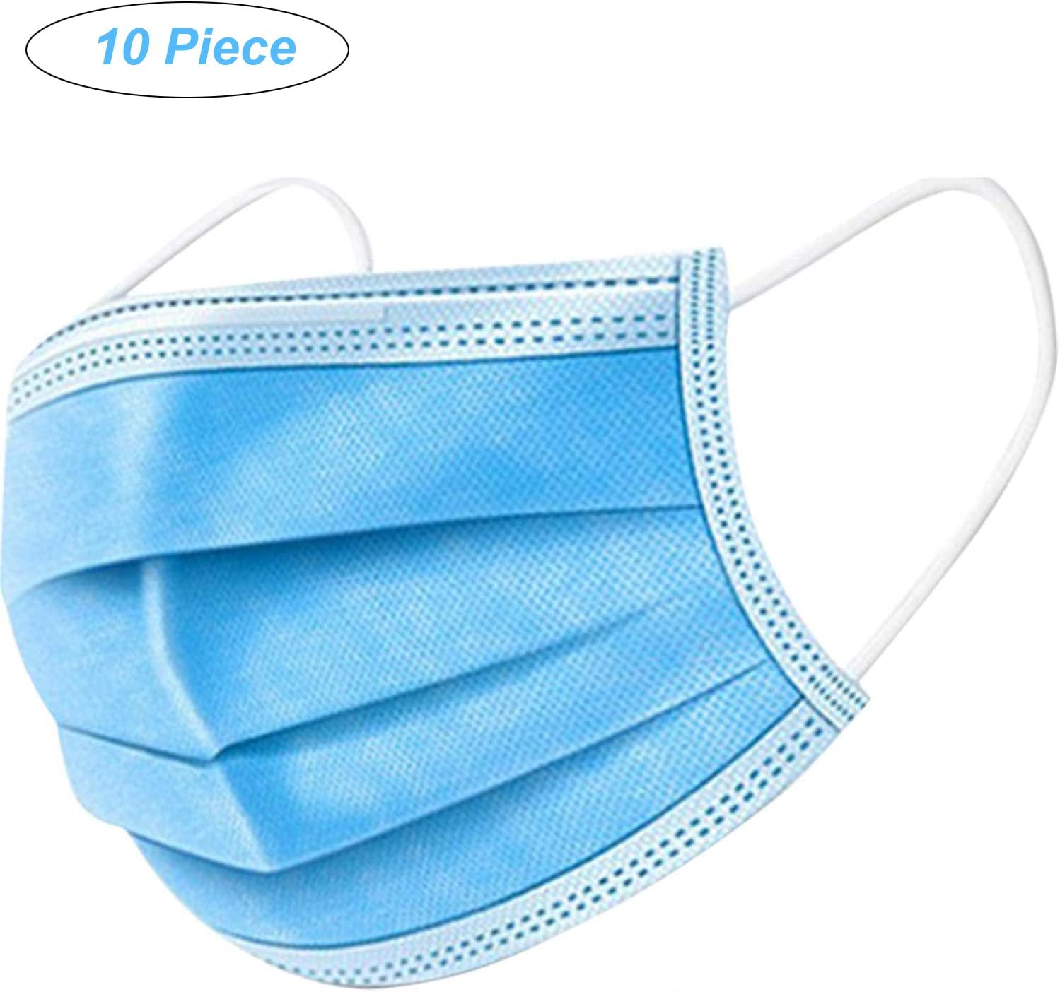 10 Piece Thick 3-Ply Face Shield with Elastic Ear Loop Cover Full Face Anti-Dust (EN15471165A)
