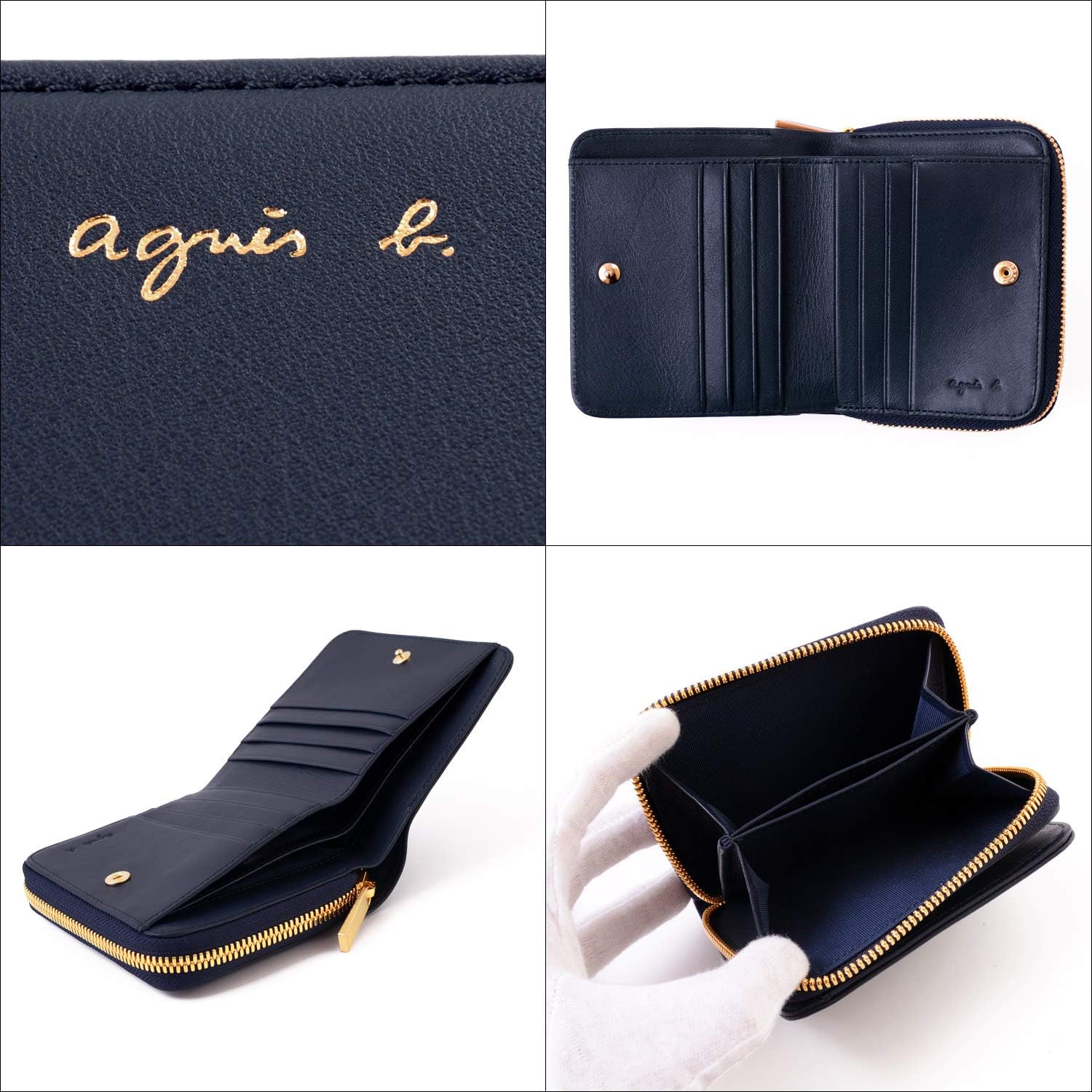 Amazon 名入れ可 Agnes B Voyage アニエスベー ボヤージュ レザー ウォレット 本革 二つ折り 財布 Aw11c 06 ショップバッグ付 財布
