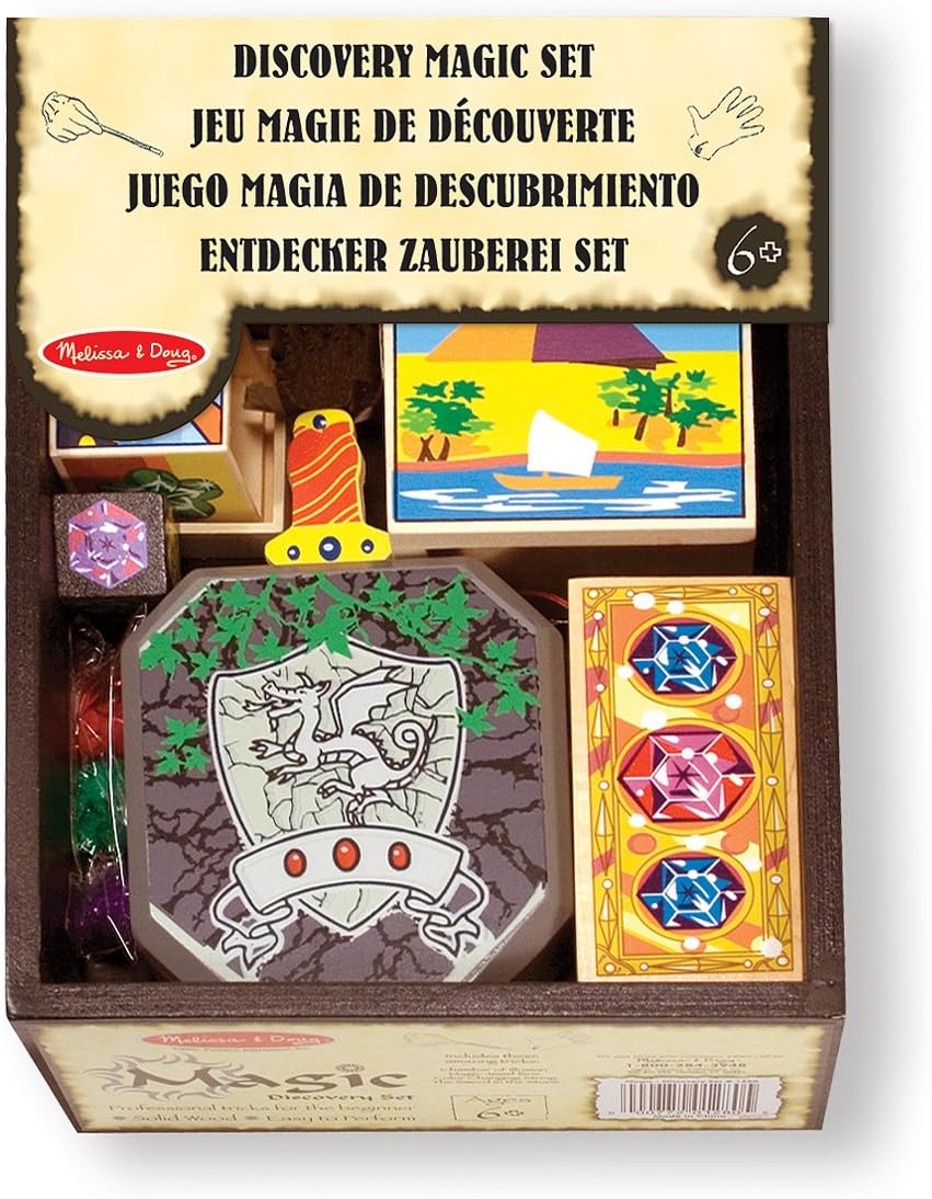 Melissa & Doug Discovery Magic Set with 4 Classic Tricks, Solid-Wood Construction