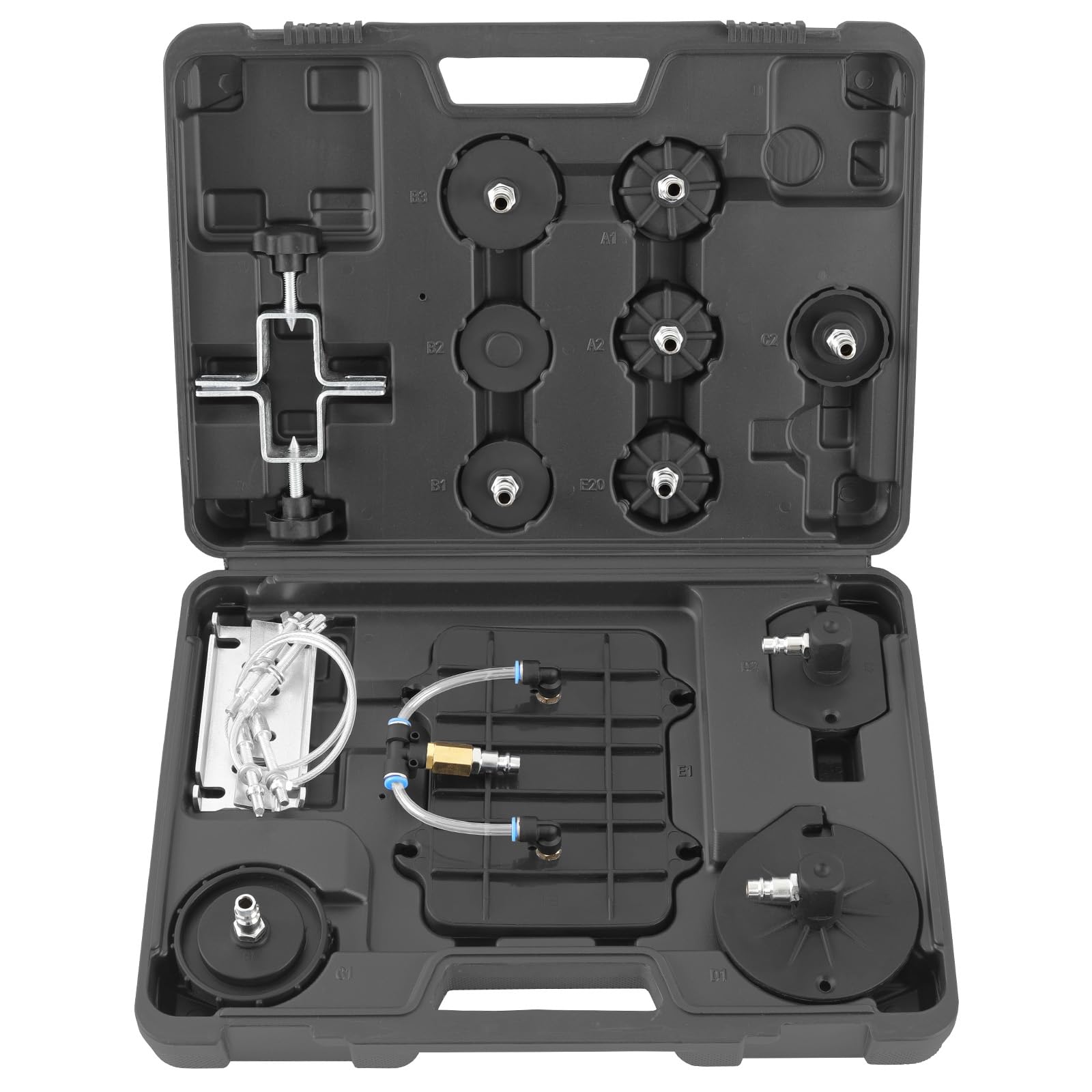 TECPO Bremsenentlüftungsgerät, 5 Liter Druckluft Bremsflüssigkeitwechselgerät Auto Universal Bremsenentlüfter mit Absaugbehälter und Adapter Set 3