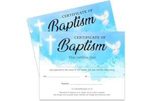 JIOJIO CHAN 25 Baby Baptism Certificate Baby Dedication Certificate with Baby Christening Baby Dedication Certificates for Church Baptism Gifts 8 x 10 Inches - J844
