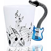 LanHong Guitar Mug Guitar Coffee Mug Gift for Guitar Players Musician - 13.5 oz Guitar Cup Gifts for Music Lovers - Music Coffee Mugs Birthday Christmas Gifts for Men Women (Blue)
