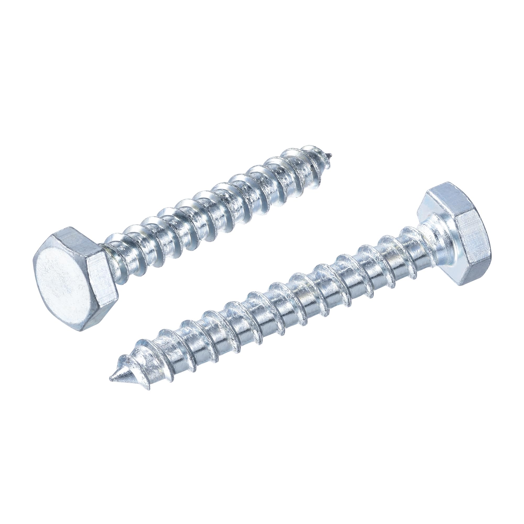 sourcing map Hex Lag Screws, M10 x 60mm Carbon Steel Zinc Plated Full Thread Self-Tapping Bolts for Wood Screw 20Pcs