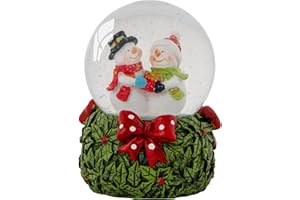 Celebright Christmas Musical Snow Globe - Plays 8 Songs Including Jingle Bells & Lights Up with Changing LED Colours - Large 14cm (Mr & Mrs Snowman)