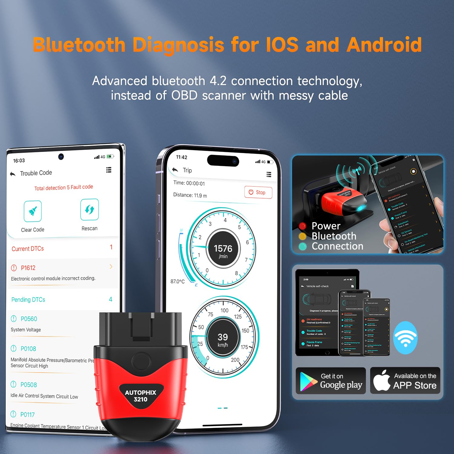 AUTOPHIX 3210 Bluetooth OBD2 Scanner Enhanced Wireless Car Code Readers