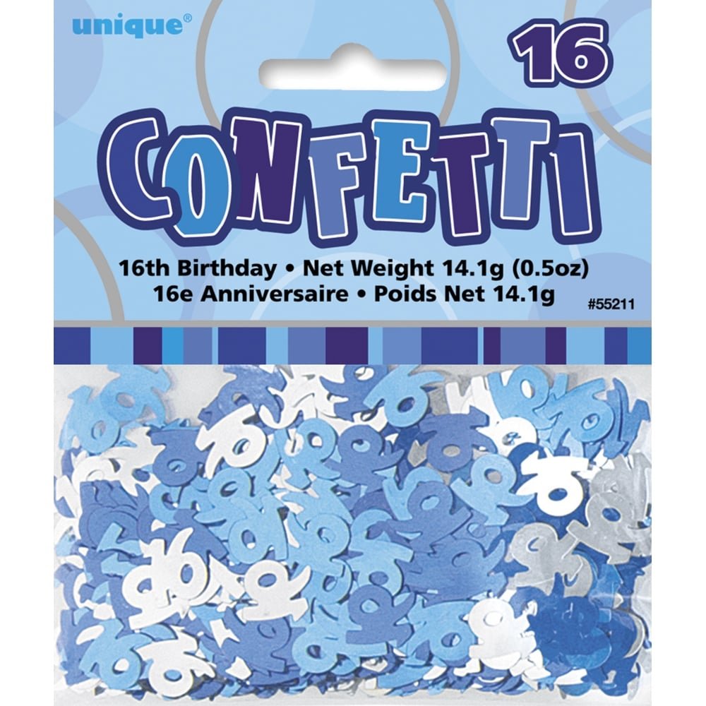 Unique Party 55211 - Glitz Blue Foil 16th Birthday Confetti
