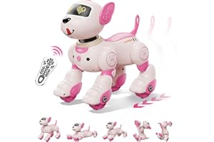 flybakiz Programmable Robot Dog Toy with Voice Control for Kids, 2.4GHz Remote Control Robot Pet with Touch Sensors, Remote Control Dog Toy Over 20+ Responses, Robot Birthday Gift Toy for Girls