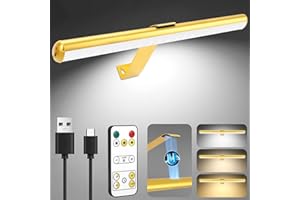 Arixinks Battery Picture Light Rechargeable 6000mAh-Gold, Remote Painting Light with 3 Setting,Led Wall Art Light for Pictures Paintings Gallery Artwork Dartboard Full Metal with Dimmable Timer-16''
