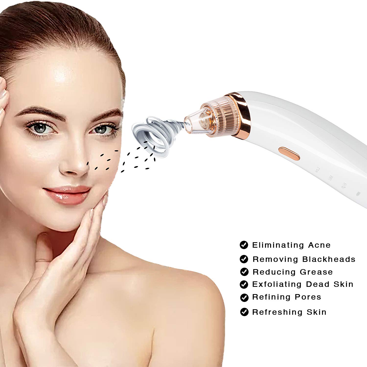 Blackhead Remover Pore Vacuum,ZAOZAOZAN Black Head Removal Tool USB Rechargeable for Blackhead Whitehead,3 Adjustable Suction Power and 4 Porbes: Beauty