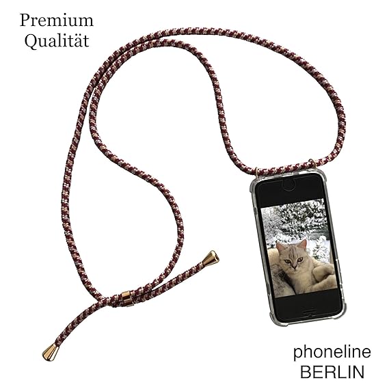 phoneline Berlin Handykette iPhone 6 Plus und 6 S Plus in Bordeaux Case Rot Handyhülle mit Band Kette Necklace Kordel Umhänge