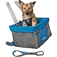 Kurgo Dog Booster Seats for Cars - Pet Car Seats for Small Dogs and Puppies Weighing Under 30 lbs - Headrest Mounted - Dog Car Seat Belt Tether Included - Heather Style, Charcoal/Blue